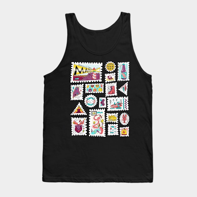 Maine Tourism and Symbol Stamps Tank Top by narwhalwall